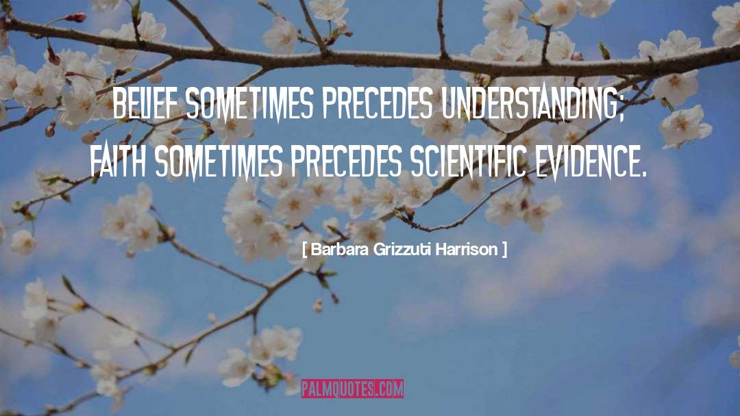 Barbara Grizzuti Harrison Quotes: Belief sometimes precedes understanding; faith