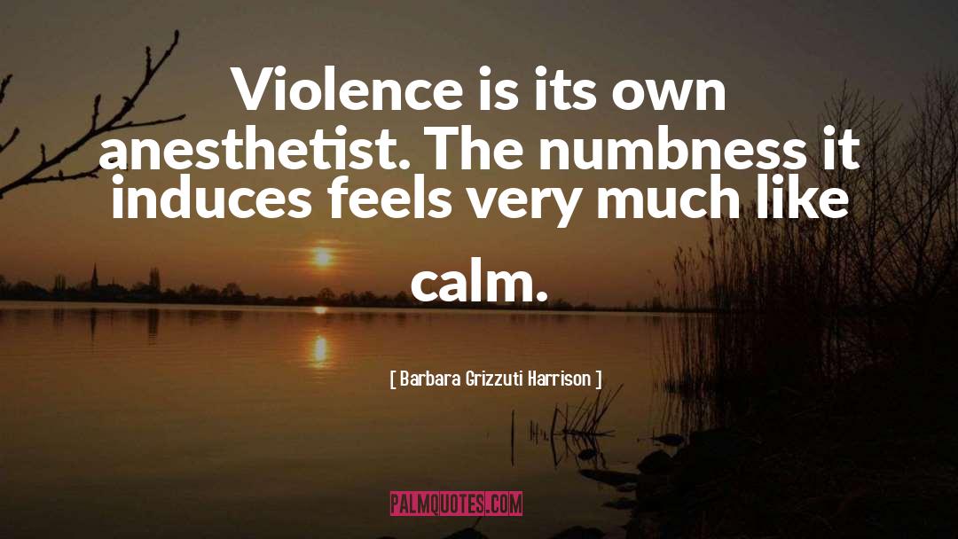 Barbara Grizzuti Harrison Quotes: Violence is its own anesthetist.