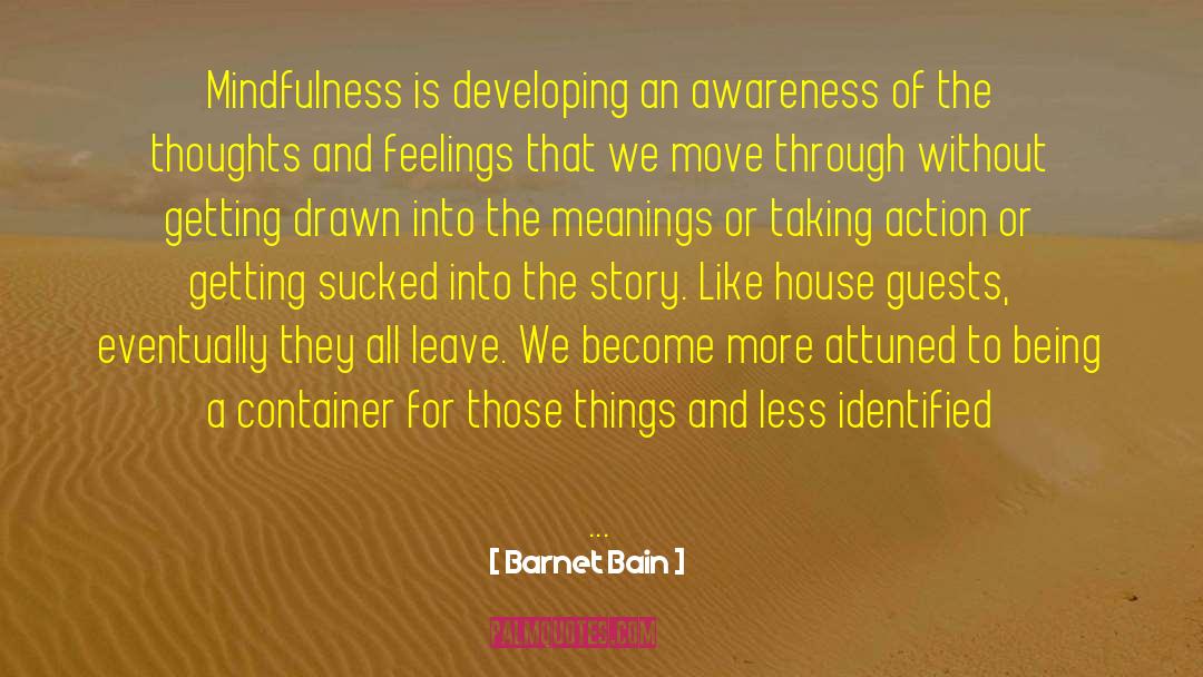 Barnet Bain Quotes: Mindfulness is developing an awareness