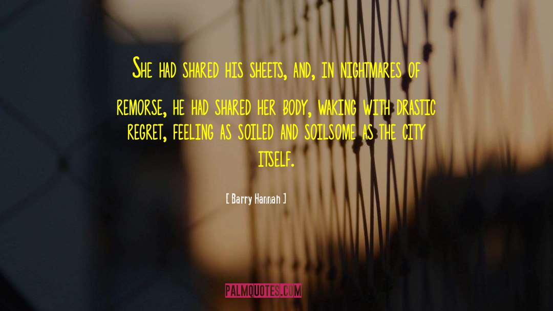 Barry Hannah Quotes: She had shared his sheets,