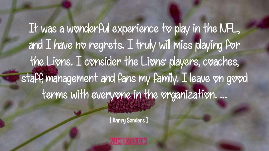 Barry Sanders Quotes: It was a wonderful experience