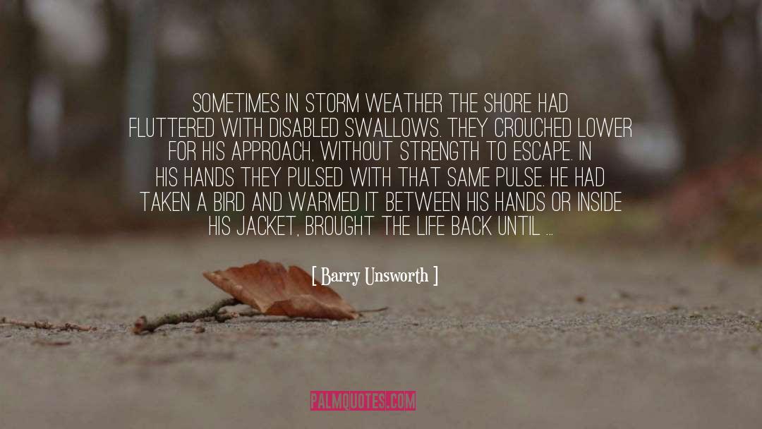 Barry Unsworth Quotes: Sometimes in storm weather the