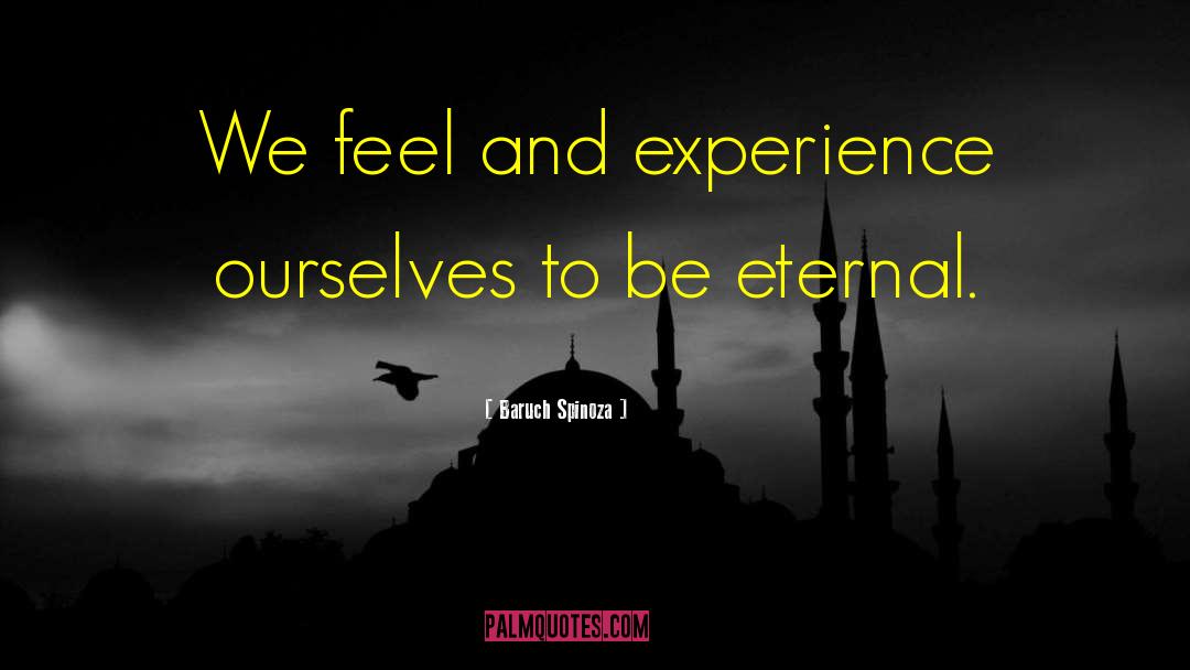 Baruch Spinoza Quotes: We feel and experience ourselves