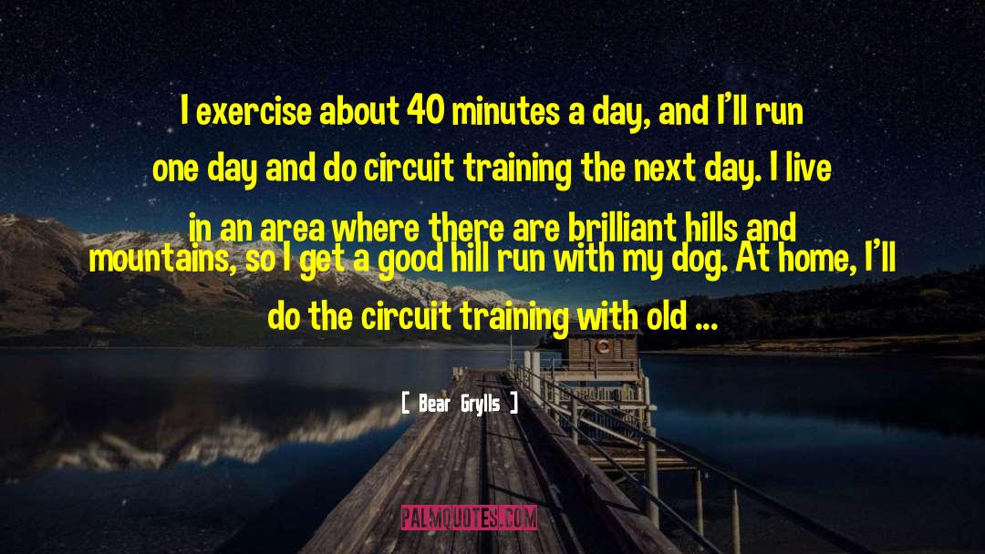 Bear Grylls Quotes: I exercise about 40 minutes