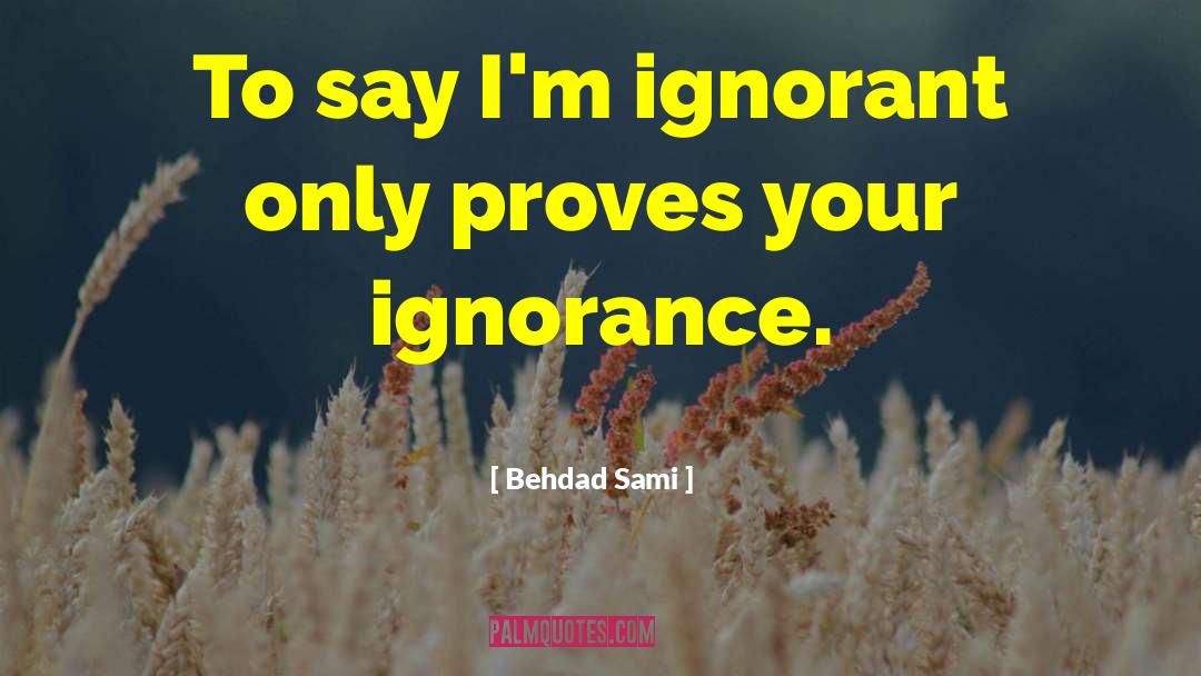 Behdad Sami Quotes: To say I'm ignorant only