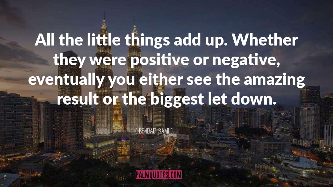 Behdad Sami Quotes: All the little things add