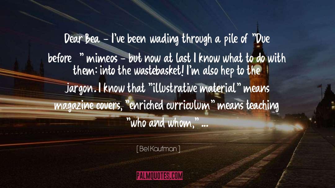 Bel Kaufman Quotes: Dear Bea - I've been