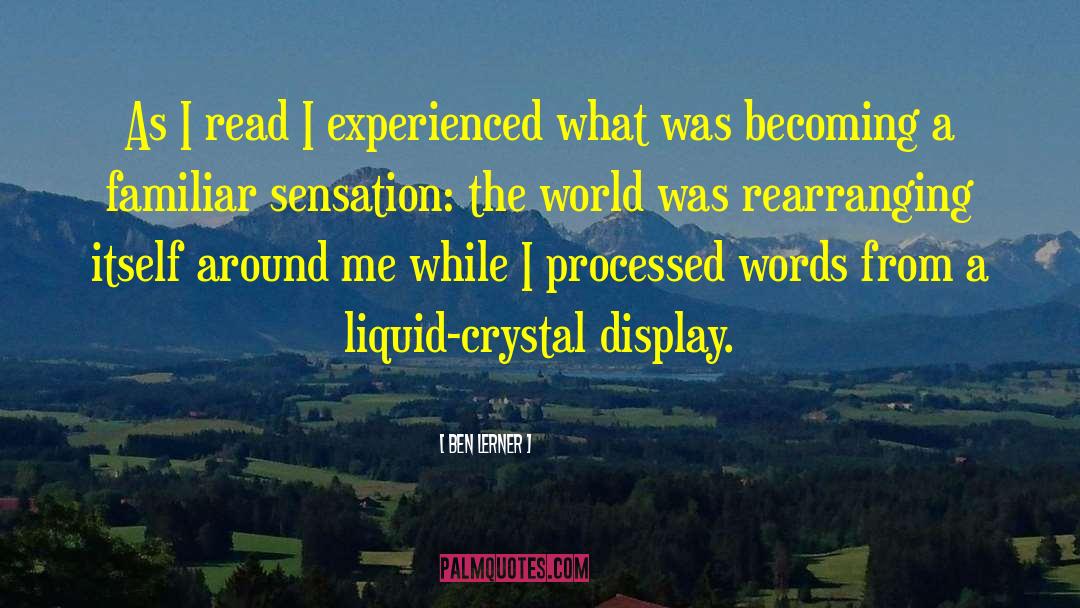 Ben Lerner Quotes: As I read I experienced