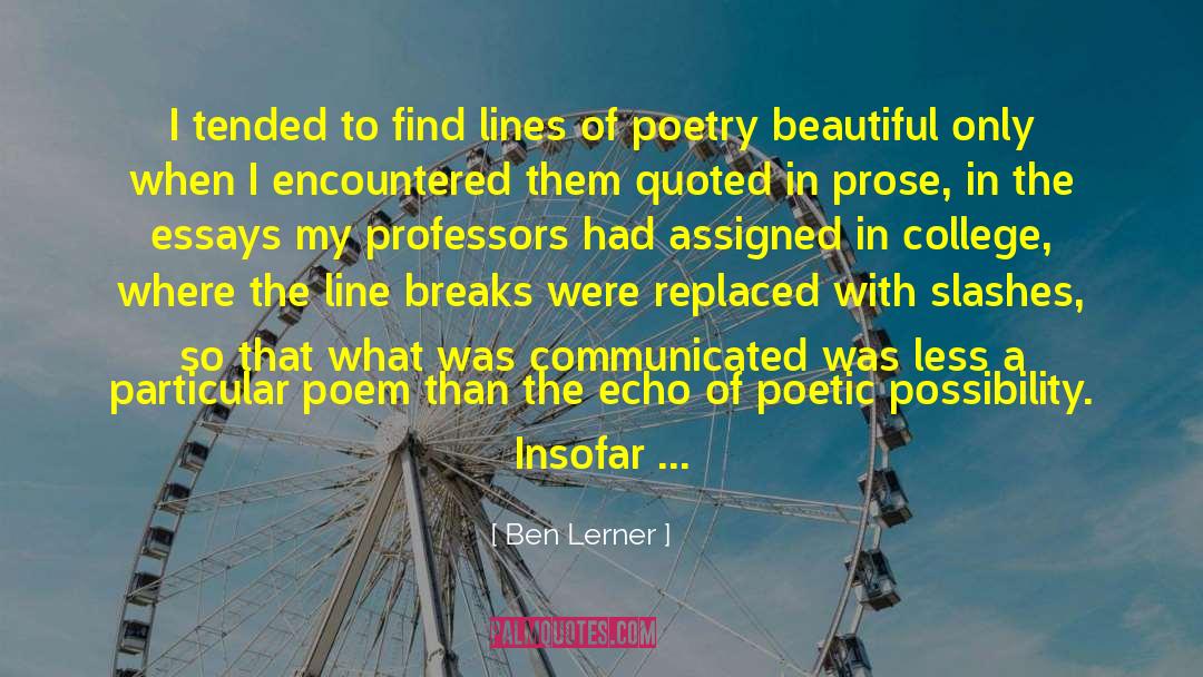 Ben Lerner Quotes: I tended to find lines