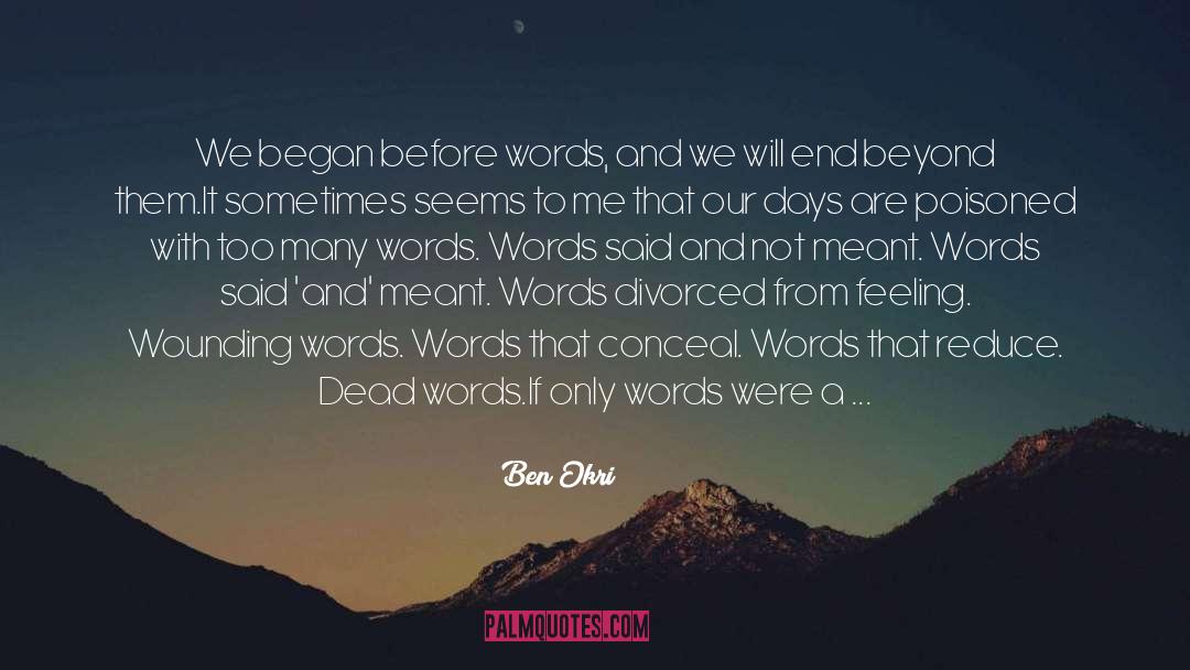 Ben Okri Quotes: We began before words, and