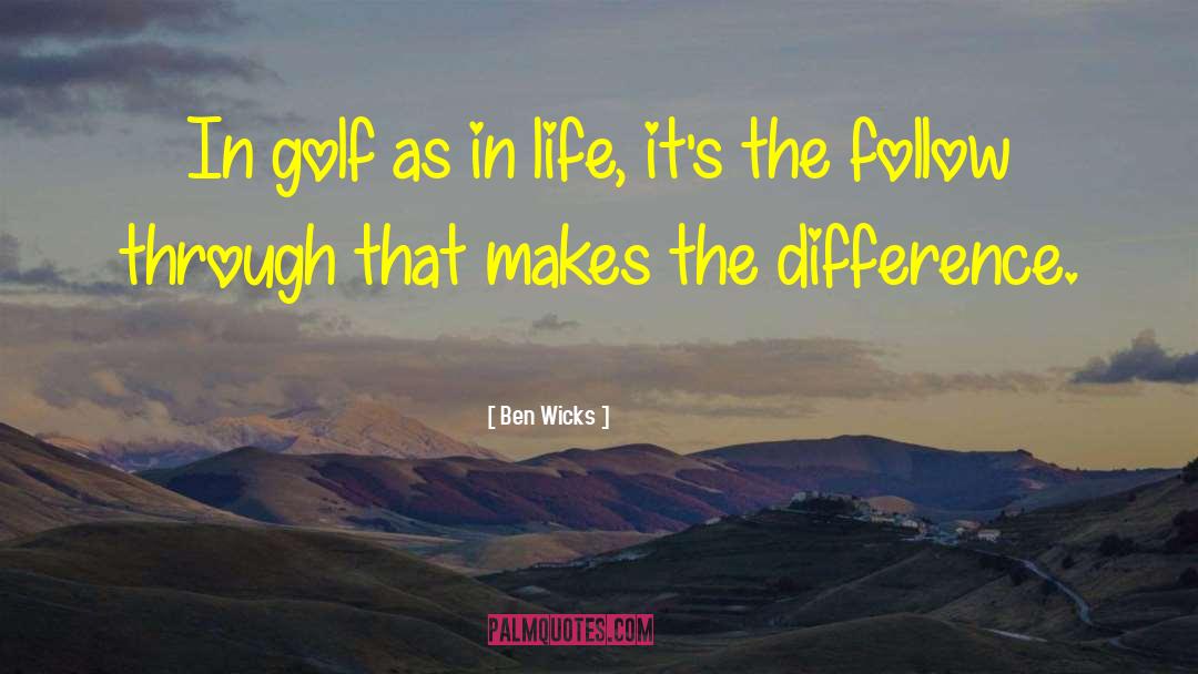 Ben Wicks Quotes: In golf as in life,