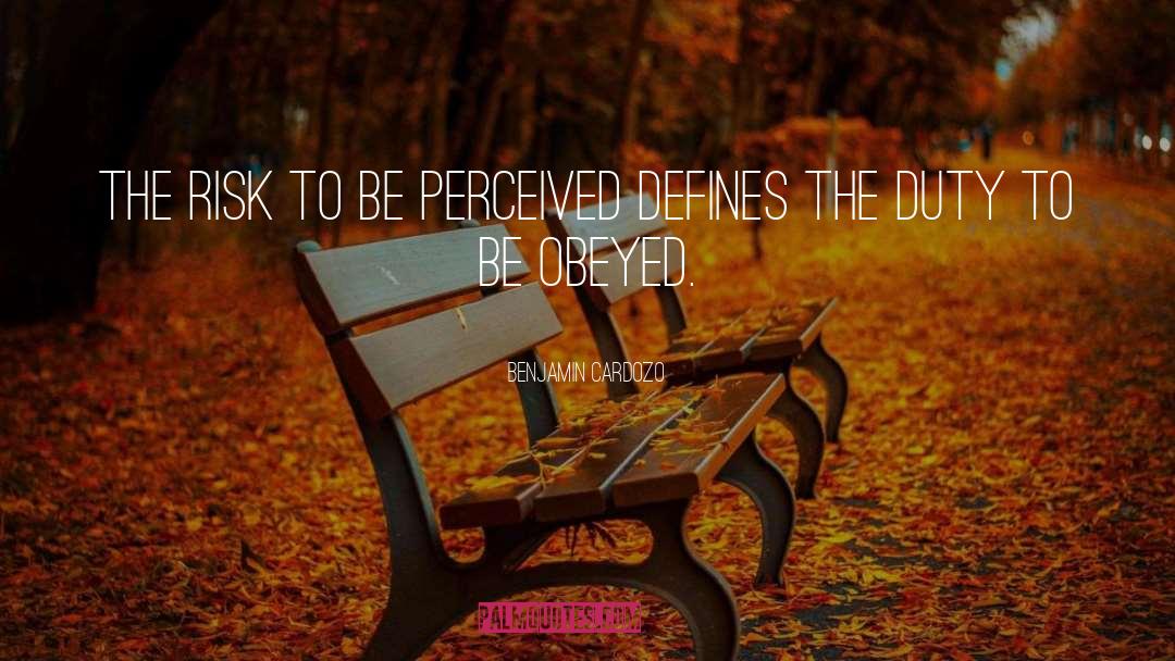 Benjamin Cardozo Quotes: The risk to be perceived