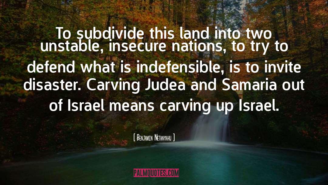 Benjamin Netanyahu Quotes: To subdivide this land into