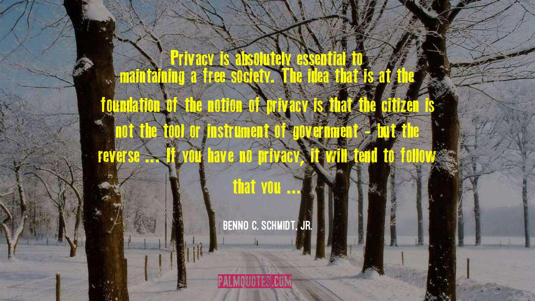 Benno C. Schmidt, Jr. Quotes: Privacy is absolutely essential to