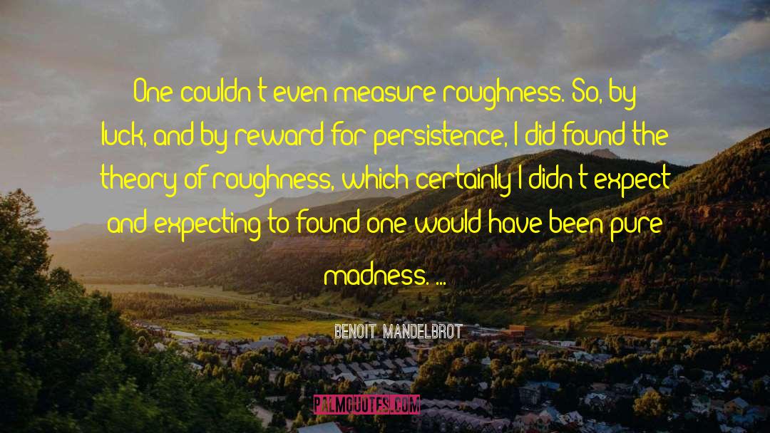 Benoit Mandelbrot Quotes: One couldn't even measure roughness.
