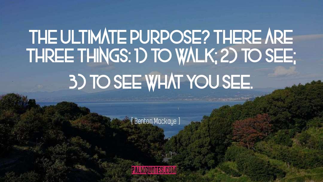 Benton MacKaye Quotes: The ultimate purpose? There are