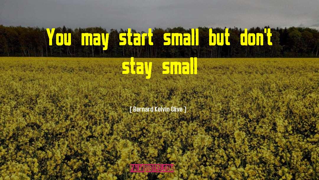 Bernard Kelvin Clive Quotes: You may start small but