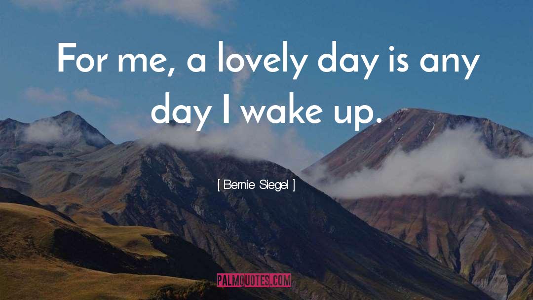 Bernie Siegel Quotes: For me, a lovely day