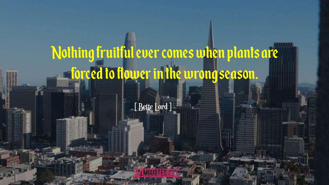 Bette Lord Quotes: Nothing fruitful ever comes when