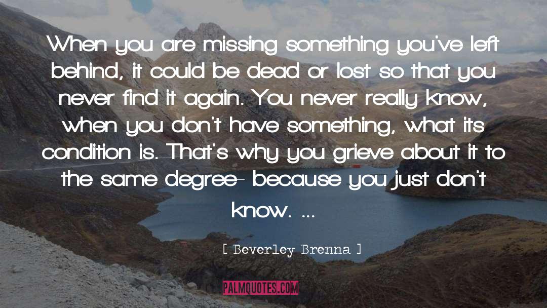 Beverley Brenna Quotes: When you are missing something