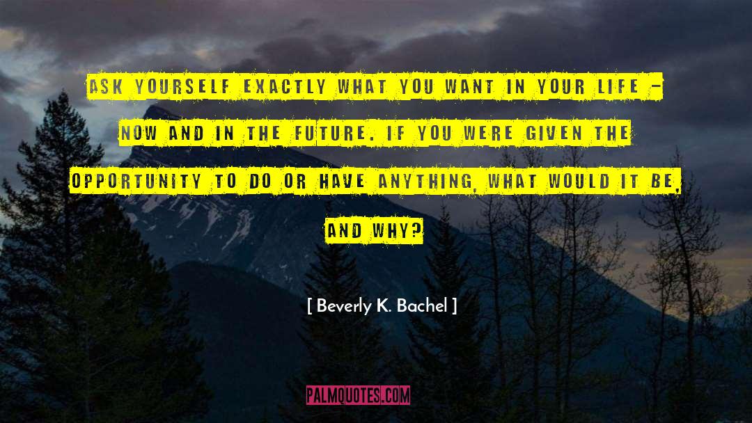 Beverly K. Bachel Quotes: Ask yourself exactly what you
