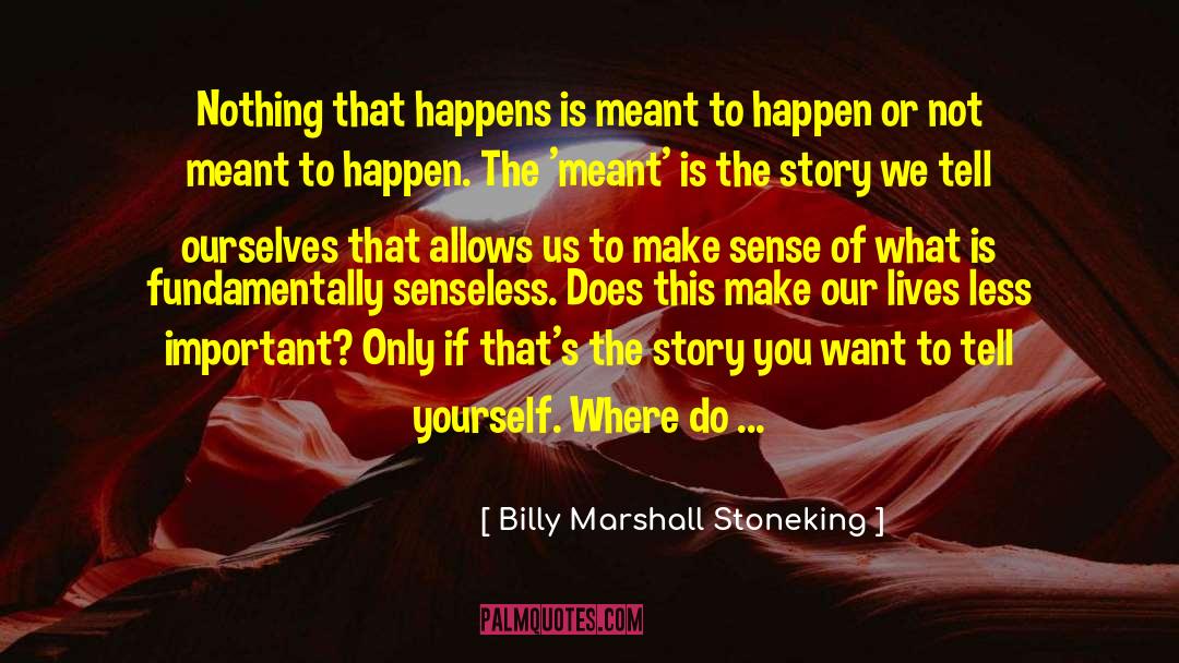 Billy Marshall Stoneking Quotes: Nothing that happens is meant