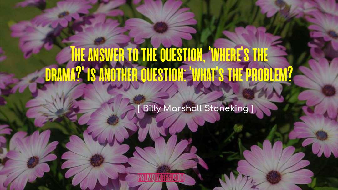 Billy Marshall Stoneking Quotes: The answer to the question,