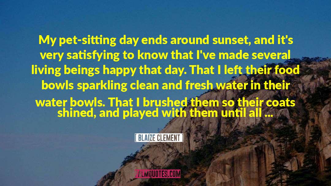 Blaize Clement Quotes: My pet-sitting day ends around