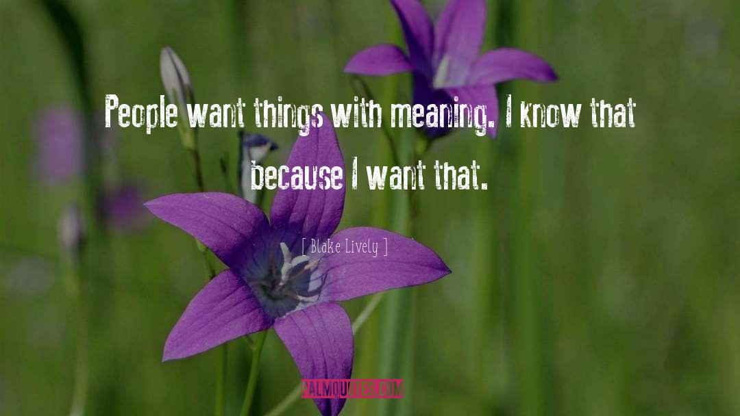 Blake Lively Quotes: People want things with meaning.