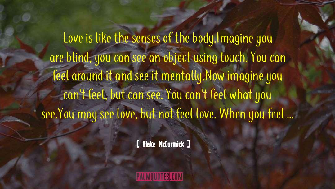 Blake McCormick Quotes: Love is like the senses