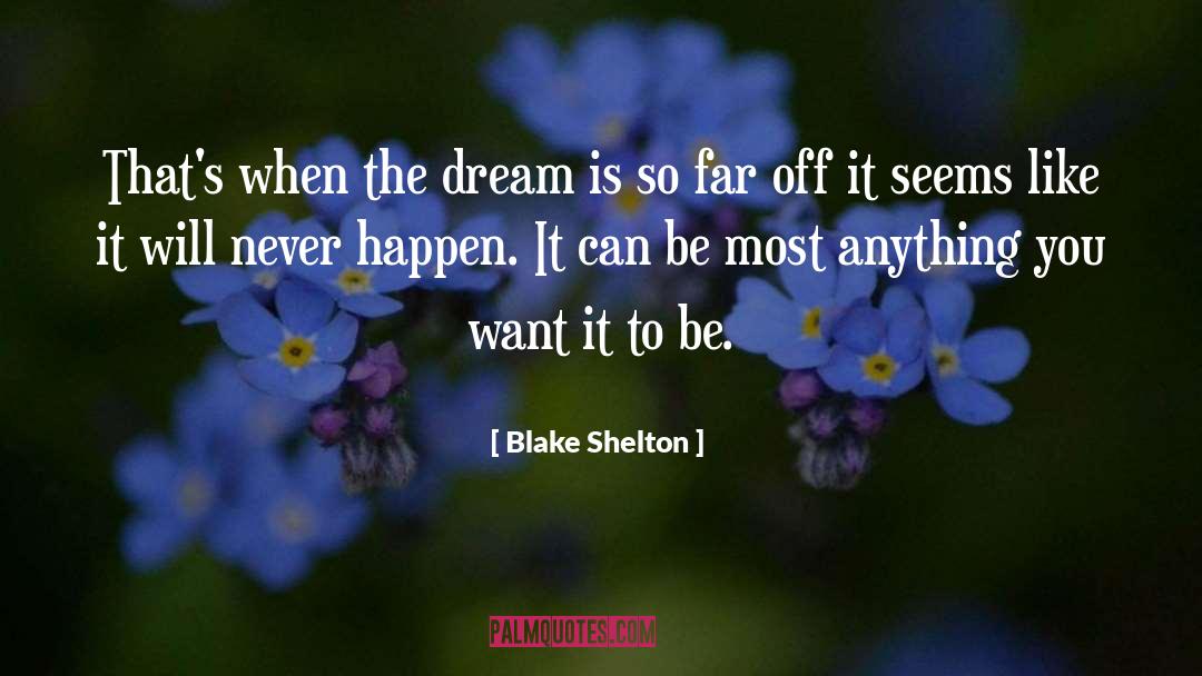 Blake Shelton Quotes: That's when the dream is