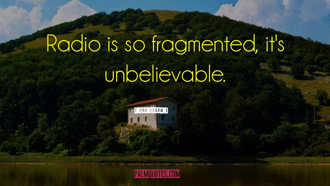 Bob Seger Quotes: Radio is so fragmented, it's
