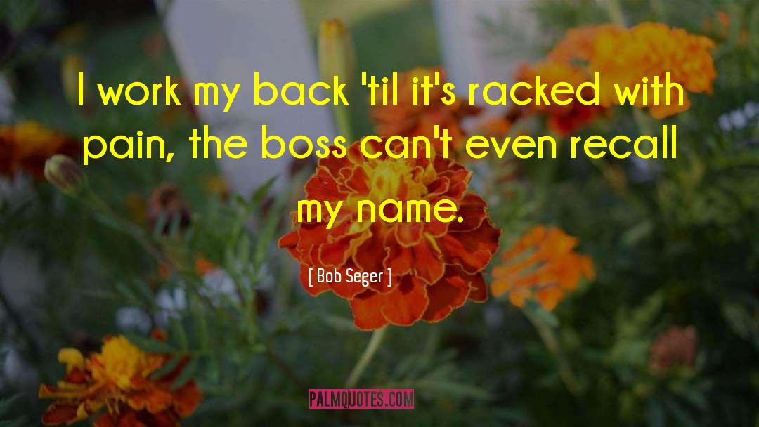 Bob Seger Quotes: I work my back 'til