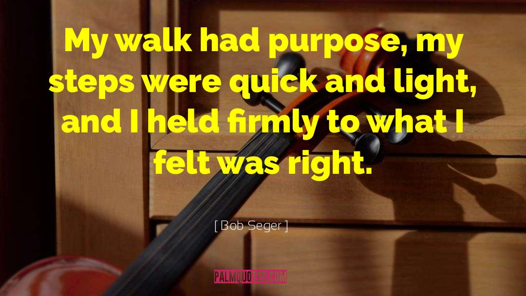 Bob Seger Quotes: My walk had purpose, my