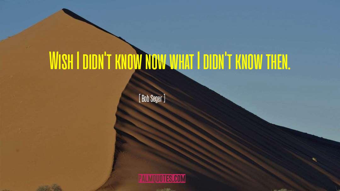 Bob Seger Quotes: Wish I didn't know now
