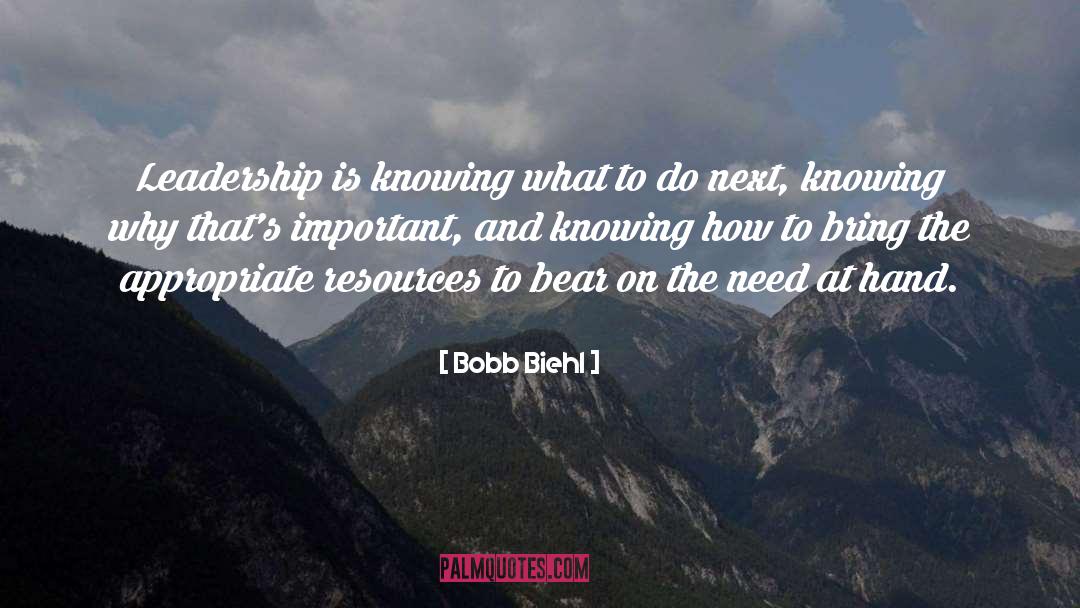 Bobb Biehl Quotes: Leadership is knowing what to