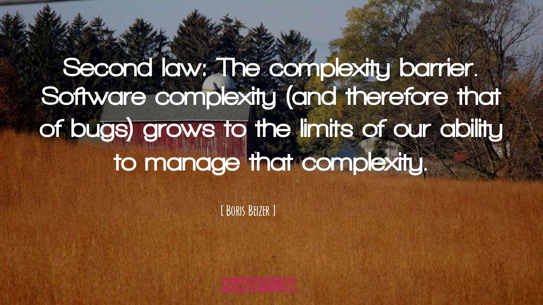 Boris Beizer Quotes: Second law: The complexity barrier.
