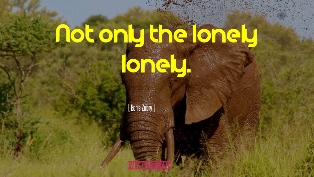 Boris Zubry Quotes: Not only the lonely lonely.