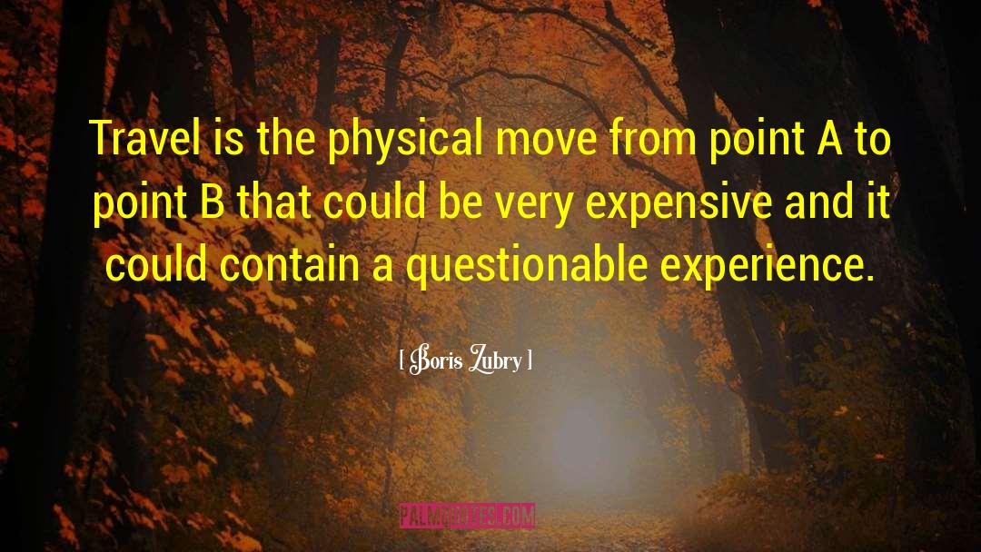 Boris Zubry Quotes: Travel is the physical move