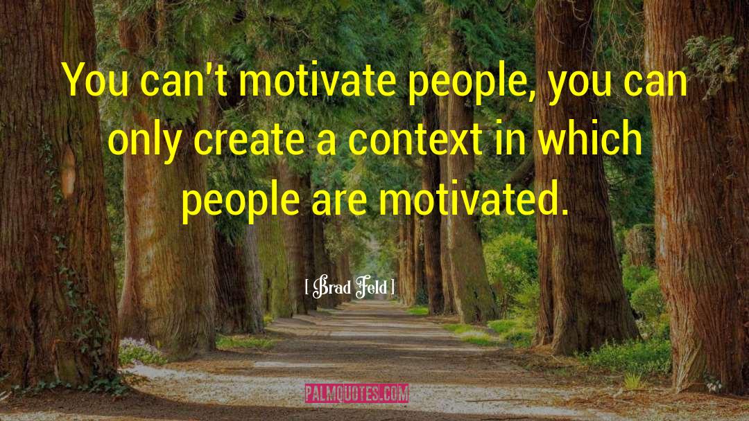Brad Feld Quotes: You can't motivate people, you