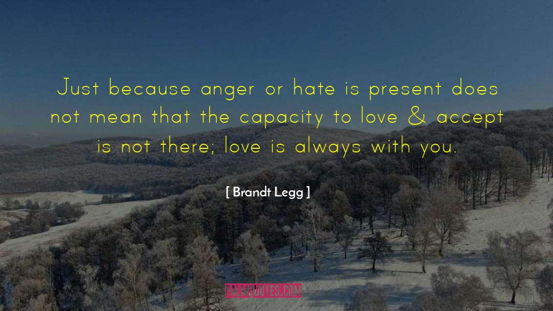 Brandt Legg Quotes: Just because anger or hate