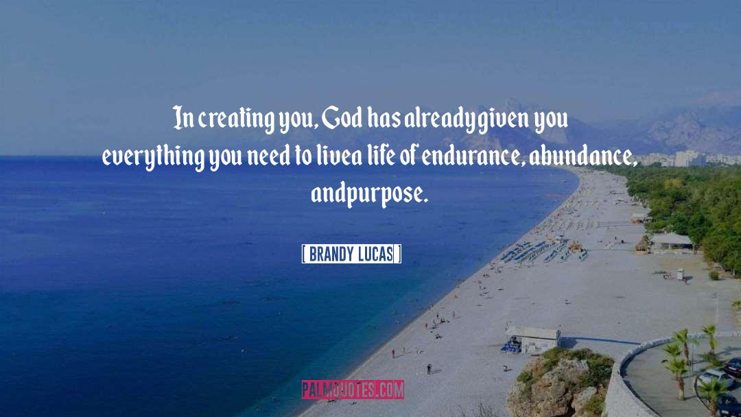 Brandy Lucas Quotes: In creating you, God has