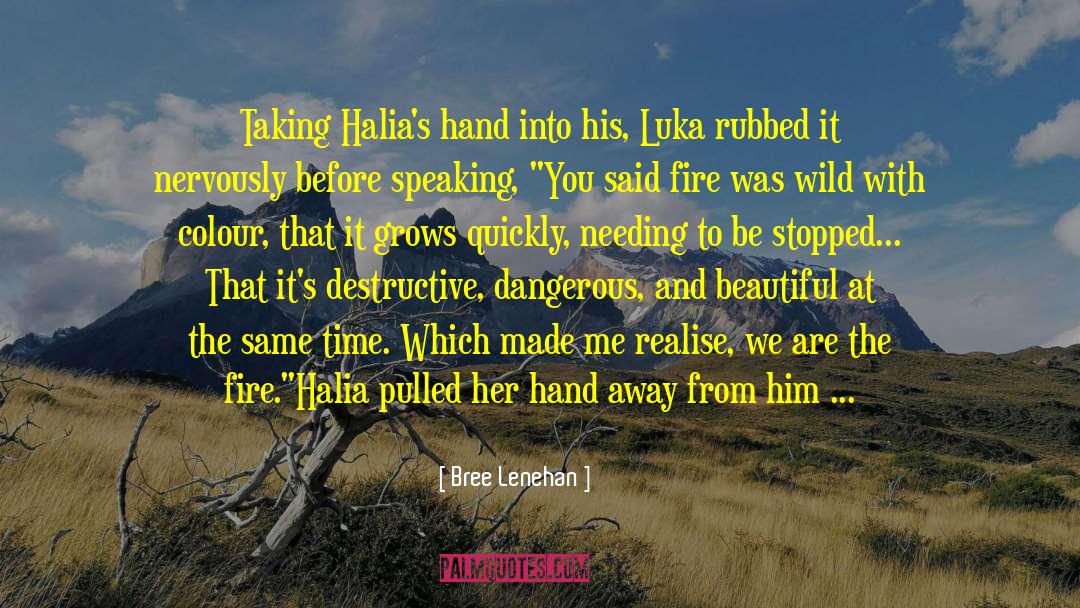 Bree Lenehan Quotes: Taking Halia's hand into his,