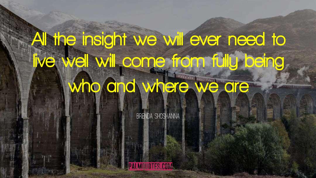 Brenda Shoshanna Quotes: All the insight we will