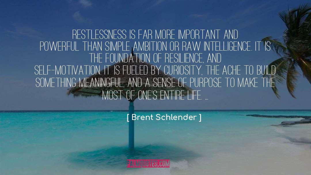 Brent Schlender Quotes: restlessness is far more important