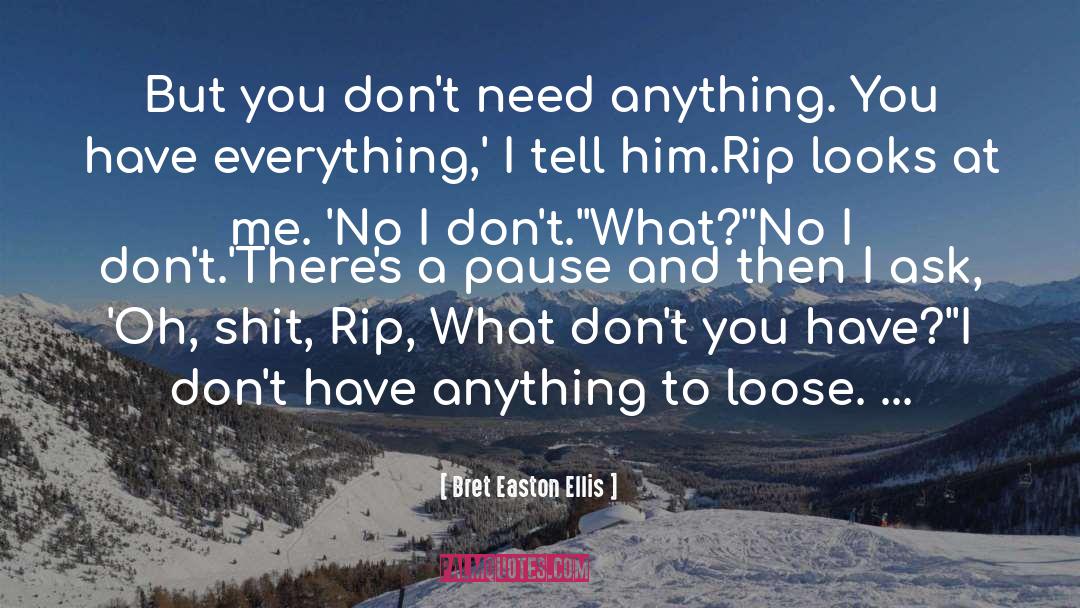 Bret Easton Ellis Quotes: But you don't need anything.