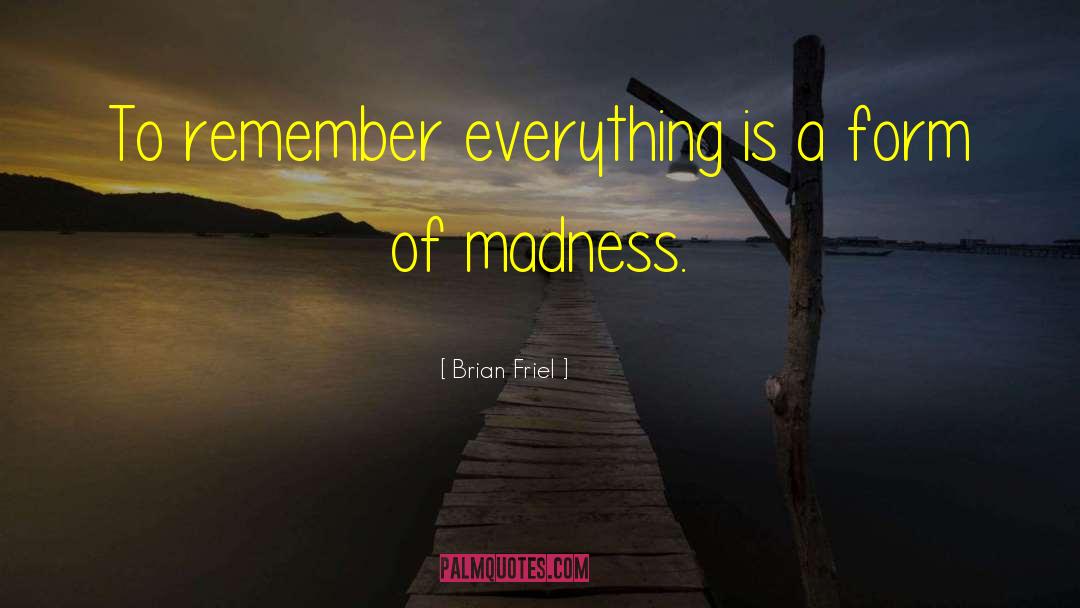 Brian Friel Quotes: To remember everything is a