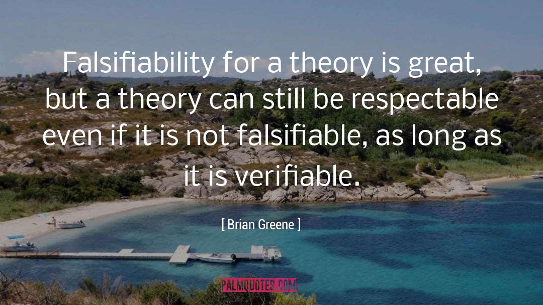 Brian Greene Quotes: Falsifiability for a theory is