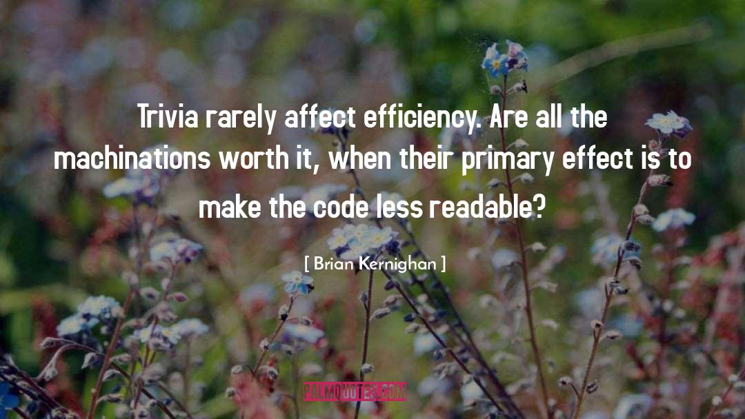 Brian Kernighan Quotes: Trivia rarely affect efficiency. Are