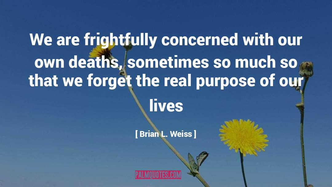 Brian L. Weiss Quotes: We are frightfully concerned with
